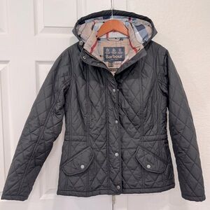 Barbour Millfire quilted hooded Jacket Black Size 8